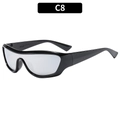 Y2K sporty black wrap sunglasses with silver mirrored lenses for cycling style - Black Frame Silver Mirror