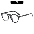 Vintage Sonnenbrille mit rundem schwarzem Rahmen, Nietenakzenten und klaren Gläsern C8 - Schwarzer Rahmen Klare Gläser (C8)