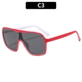 Gafas de sol de gran tamaño con montura roja y patillas blancas para un look moderno - Montura Roja Lentes Grises (C3)