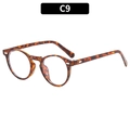 Retro-Sonnenbrille mit rundem Rahmen in Schildpatt-Optik und Silbernieten - Schildpatt-Rahmen Klare Linsen (C9)