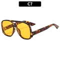 Retro pilot sunglasses with tortoise shell frame and transparent yellow lenses SKU C7 - Demi Frame Orange Lens