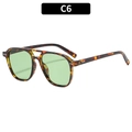 Lunettes aviateur tendance en écaille avec double pont et verres vert clair - C6 Monture Écaille Verre Vert