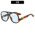 Stylish pilot sunglasses with tortoiseshell frame and light blue lenses in C8 variant - Tortoise Frame Blue Lens