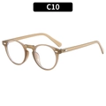Vintage runde sonnenbrille in teefarbenem transparentem design mit modischen nieten - Hellbrauner Rahmen Klare Linsen (C10)