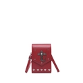Petit sac bandoulière rouge vintage avec croix gothique, clous étoiles et sangle - Rouge