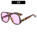 Fashion oversized aviator sunglasses with tortoiseshell frame and light purple lenses - Demi Frame Purple Lens