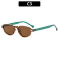 Vintage retro sunglasses with transparent brown frames and green temples, color code C3 - Tea Frame Tea Lens