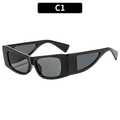 Fashionable black rectangular sunglasses with unique triangle cutout temple design C1 - Black Frame Grey Lens