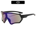 Gafas de sol deportivas con lentes de espejo moradas y montura negra mate C3 - C3-Montura Negra Lentes Espejadas Azules
