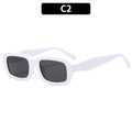 Retro witte rechthoekige zonnebril met dik montuur en donkergrijze glazen voor een vintage - Wit Frame Grijze Lenzen (C2)