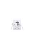 Sac a bandouliere de mode blanc avec decor en metal croix gothique et rivets etoiles pour femmes. - Blanc