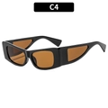 Fashionable square black frame sunglasses with amber lenses and side window design - Black Frame Tea Lens