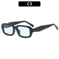 Vintage vierkante zonnebril met zwart frame en lichtblauw getinte glazen C3 - Zwart Frame Blauwe Lens (C3)