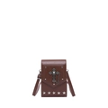 Sac à bandoulière mini marron avec ornement de croix gothique et clous d'étoiles tendance - Marron