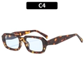Retro vierkante zonnebril met schildpadmotief en blauwe glazen in stijl C4 - Schildpad Frame Blauwe Lens (C4)