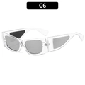 Gafas de sol cuadradas con montura transparente lentes grises y patillas geométricas - Montura Transparente Lentes de Espejo Plateadas