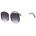 Square fashion sunglasses with black gold frames and purple gradient lenses - Black Gold Frame Gradient Gray Lens