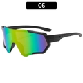 Occhiali da sole sportivi con lenti a gradiente multicolore e montatura nera opaca - C6-Montatura Nera Specchio Rosa