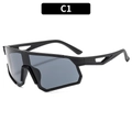 Gafas de ciclismo deportivas con montura negro mate y lentes grises de gran tamaño - Montura Negra Lentes Grises (C1)