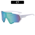 Occhiali da ciclismo bianchi con lenti sfumate verde e viola per sport all'aperto - C7-Montatura Bianca Specchio Oro