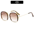 Square tortoiseshell and gold metal sunglasses with brown gradient lenses - Leopard Frame Gradient Tea Lens