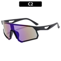 Gafas de ciclismo deportivas en negro mate con lentes de degradado violeta y oro - Montura Negra Lente Espejo Azul (C2)