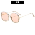 Square fashion sunglasses with orange lenses and slim gold metal temples - Champagne Frame Light Tea Lens