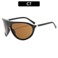 Retro oversized zonnebril met zwart montuur, bruine glazen en gouden metaalaccenten - Zwart Frame Bruine Lenzen (C7)