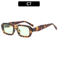 Modische Rechteck-Sonnenbrille mit Leopardenmuster-Rahmen und hellgrünen Gläsern, C7 - Schildpatt Rahmen Grüne Linse (C7)
