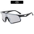 Gafas de ciclismo de gran tamaño con lentes de espejo plateadas C3 y montura negra - Montura Negra Espejado Plata (C3)