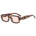 Retro rechteckige Sonnenbrille mit Leopardenmuster und hellrosa Gläsern für Damen und Herren - Schildpatt Rahmen Teefarben Linse (C8)