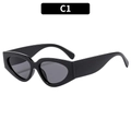 Chic black cat eye sunglasses in C1 finish with oversized irregular geometric frame - Black Frame Grey Lens