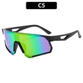 Oversized cycling sunglasses with green purple gradient polarized lenses in matte black frame - Black Frame Pink Mirrored (C5)