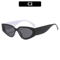 Fashion cat eye sunglasses with bold black frames and contrast white arms, code C2 - Black Outer White Inner Grey Lens