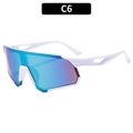Oversized white cycling sunglasses with polarized blue-purple gradient wrap lens - White Frame Gold Mirrored (C6)