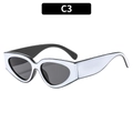 Chic cat eye sunglasses with cream white frame and dark grey lenses, C3 variant - Outer White Inner Black Frame Gray Lens