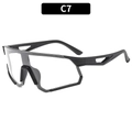 Oversized cycling sunglasses with matte black frame and clear gradient lenses C7 - Black Frame Clear Lens (C7)