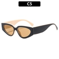 Cat eye patchwork sunglasses with black frame and beige interior in C5 color variant - Black Outer Beige Inner Frame Tea Lenses