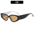 Fashion cat-eye sunglasses with black and white frames and amber tinted lenses - Black Outer White Inner Frame Tea Lenses