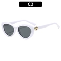 Occhiali da sole cat-eye bianchi con dettaglio serpente dorato e lenti grigie - C2-Montatura Bianca Lenti Grigie