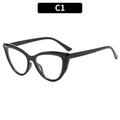 Occhiali anti-luce blu gatto neri con elegante montatura in plastica oversize C1 - Nero Lucido (C1)