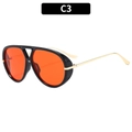 Chic oversized aviator sunglasses with orange lenses and black gold frames style C3 - Black Frame Red Lens (C3)