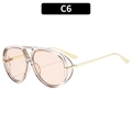 Retro aviator sunglasses with transparent tea lenses and side shield frames - Champagne Frame Light Tea Lens (C6)
