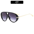 Fashion pilot sunglasses C7 with black frame, purple gradient lenses and gold metal temples - Black Frame Gradient Grey Lens (C7)