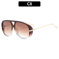 Chic oversized aviator sunglasses with brown gradient lenses and gold metal frames - Gradient Tea Frame Gradient Tea Lens (C8)
