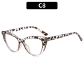 Cat eye glasses frame featuring leopard tortoise shell finish and transparent lenses - Tortoiseshell (C8)