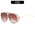 Champagne frame pilot sunglasses with tea gradient lenses and gold metal temples - Champagne Frame Gradient Tea Lens (C13)