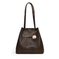 Borsa a secchiello retrò minimalista in ecopelle marrone con ciondolo gelato - Caffè Con Ciondolo Gelato