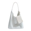 Winter fluffy sherpa tote bag for women, large capacity casual shoulder hobo handbag. - White