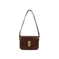Borsa a tracolla quadrata marrone scuro vintage con chiusura dorata a arco - Marrone